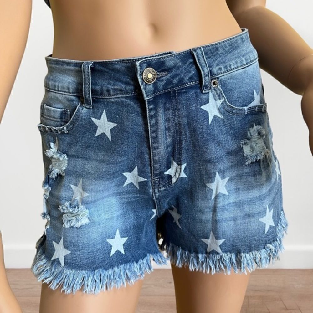 Star Denim Distressed Denim Frayed Women's Shorts‎ M
